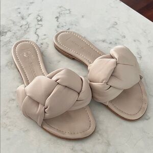 Chic Cream Knotted Slide Sandals